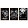 Quadro Decorativo Disciplina Foco Execução 3 telas 60x90 Leão Tigre Águia para Sala, Escritório, Hall Com Vidro - 2