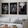 Quadro Decorativo Disciplina Foco Execução 3 telas 60x90 Leão Tigre Águia para Sala, Escritório, Hall Com Vidro - 1