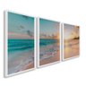 Quadro Decorativo Paisagem Praia, Mar e Pôr do Sol 3 telas 60x90 para Sala Casa de Praia Banheiro Sem Vidro - 2