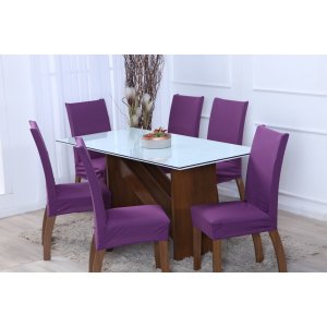 Kit de Capas de Cadeira Estofada 4 Lugares Mesa de Jantar Protege Muda a Decoração Malha Helanca Lis