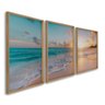 Quadro Decorativo Paisagem Praia, Mar e Pôr do Sol 3 telas 60x90 para Sala Casa de Praia Banheiro Sem Vidro - 2