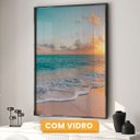 Ver imagem 4 de Quadro Decorativo Paisagem Praia, Mar e Pôr do Sol 3 telas 60x90 para Sala Casa de Praia Banheiro Com Vidro