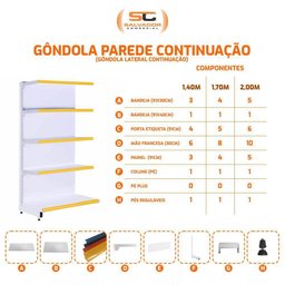Gôndola Prateleira Preta 5 Níveis 40x30 New Plus 1,70 Parede Continuação Pe Azul - Sa Gôndolas - 4