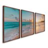 Quadro Decorativo Paisagem Praia, Mar e Pôr do Sol 3 telas 60x90 para Sala Casa de Praia Banheiro Com Vidro - 2