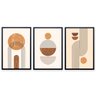 Quadro Decorativo Abstrato Geométrico Linhas e Formas 3 Telas 60x90cm para Escritório Hall Quarto Sem Vidro - 1