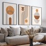 Quadro Decorativo Abstrato Geométrico Linhas e Formas 3 Telas 60x90cm para Escritório Hall Quarto Sem Vidro - 2