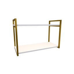 Nicho Industrial 2 Prateleiras Maldivas Ferro Dourado Tampo Branco 80cm - 1 Nicho Industrial 2 Prateleiras Maldivas Ferro Dourado Tampo Branco 80cm - 1