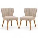 Ver imagem 3 de Kit 2 Cadeiras Decorativas para Penteadeira Quarto Mesa de Jantar Liz Bege