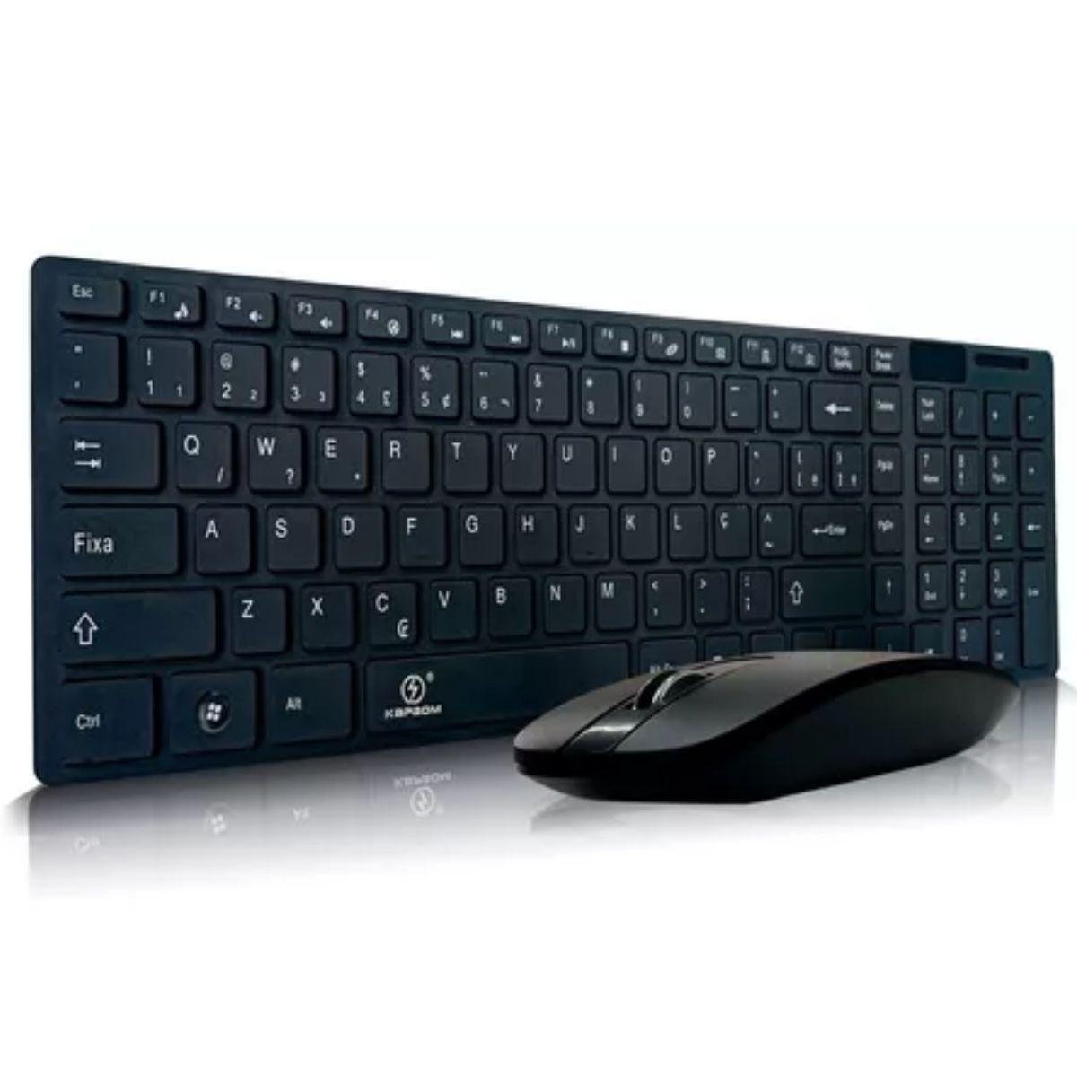 Kit Teclado e Mouse Wireless Usb Gamer Kapbom Preto