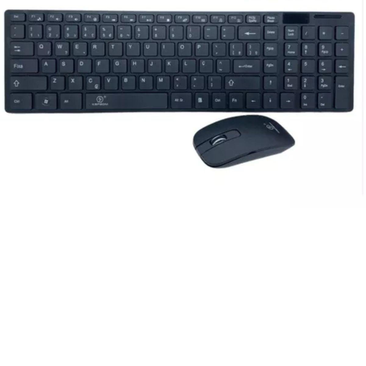 Kit Teclado e Mouse Wireless Usb Gamer Kapbom Preto - 3