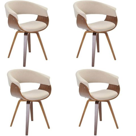Conjunto com 4 Caderias para Sala de Jantar Betina Bege/Creme