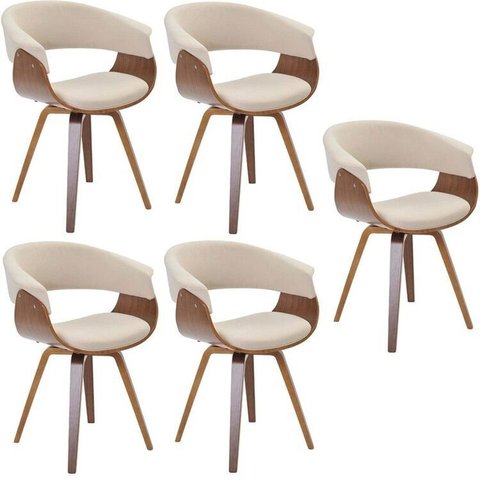 Conjunto com 5 Caderias para Sala de Jantar Betina Bege/Creme