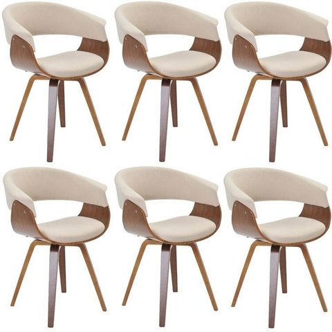 Conjunto com 6 Caderias para Sala de Jantar Betina Bege/Creme