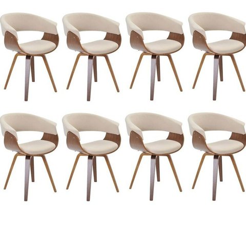 Conjunto com 8 Caderias para Sala de Jantar Betina Bege/Creme