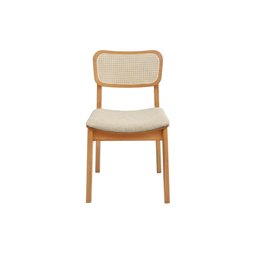Cadeira de Jantar Livia Madeira Amêndoa com Encosto Ergonomico em Palhinha:linho Areia - 6