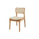 Ver imagem 1 de Cadeira de Jantar Livia Madeira Amêndoa com Encosto Ergonomico em Palhinha:linho Areia