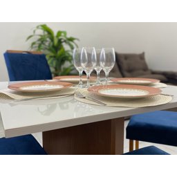 Mesa de Jantar Los Angeles 0.90x0.90 com 4 Cadeiras Califórnia – Cinamomo/off White/azul - 2