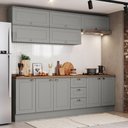 Ver imagem 2 de Cozinha Modulada Americana 8 Peças Balcão 120cm Cinza/Nature com Tampo - Móveis Henn Cinza/Nature