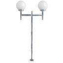 Ver imagem 1 de Poste de Jardim com Globo de Vidro Leitoso 15x30 Duplo P20/2 em Aço Prata Velha