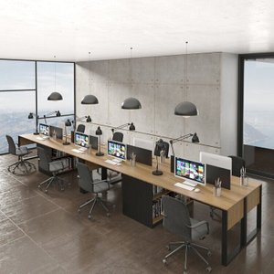 Plataforma de Trabalho 8 Lugares com Divisória e Nichos