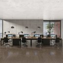 Ver imagem 2 de Plataforma de Trabalho 8 Lugares com Divisória e Nichos Marrom/Amendoa