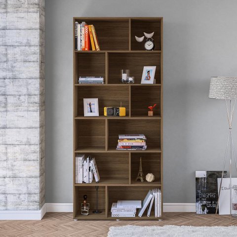 Estante Xangai Escritório/Home Office 12 Nichos 90x204,2cm Castanho 160441