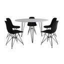 Ver imagem 2 de Mesa Jantar Redonda 110cm Branca Clips 3 Pés com 5 Cadeiras Eames Eiffel Pretas Ferro Preto