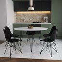 Ver imagem 1 de Mesa Jantar Redonda 110cm Branca Clips 3 Pés com 5 Cadeiras Eames Eiffel Pretas Ferro Preto