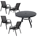 Ver imagem 1 de Mesa 1,20m Ripada + 4 Cadeiras Aluminio Tela Preta para Piscina Jardim