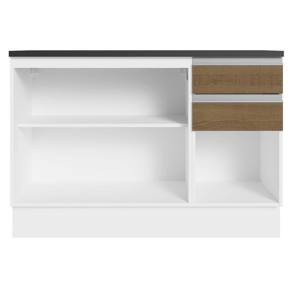 Balcão de Pia Cozinha 100% MDF 120 cm 3 Portas e 2 Gavetas Branco/Rustic Acordes Madesa - 7