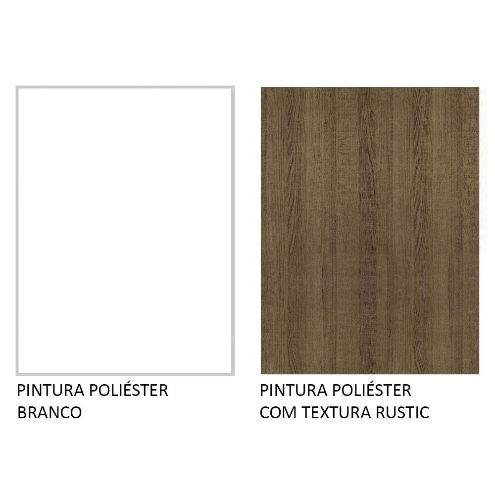 Balcão de Pia Cozinha 100% MDF 120 cm 3 Portas e 2 Gavetas Branco/Rustic Acordes Madesa - 10