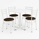Ver imagem 1 de Mesa de Jantar Quadrada 70cm Branca com 4 Cadeiras Estofada Branca