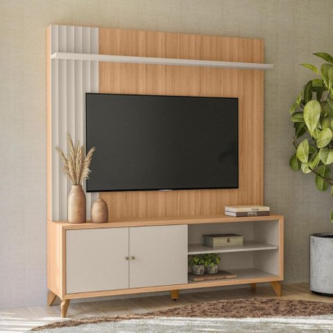 Painel Home para TV Sala de Estar Valença Jequitibá Off White 187cm