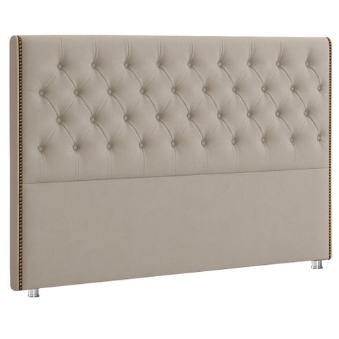 Cabeceira Casal Queen 160 Cm Flora Veludo Bege Claro - Nexta Casa