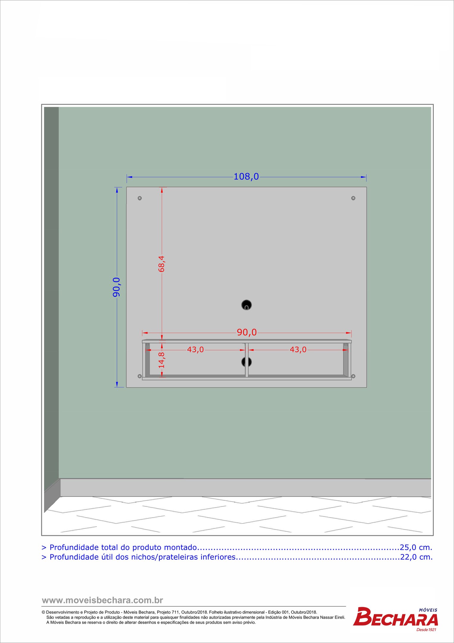 Painel para Tv até 43 Polegadas Viena Sala e Quarto Luxo Completo Moderno Rack Cor Preto - 4