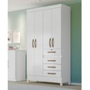 Ver imagem 1 de Guarda Roupa Solteiro Moval Sobral Branco/ Rosa/ Lilás/ Azul Flex 4 Portas 4 Gavetas