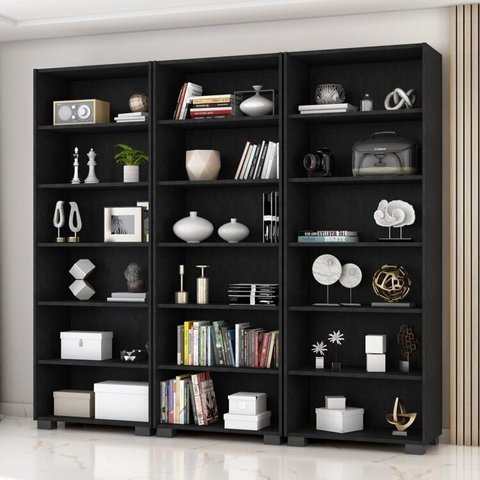 Kit 3 Estantes para Livros 5 Prateleiras 188cmx60,5cm Office
