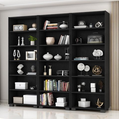 Kit 3 Estantes para Livros 5 Prateleiras 188cmx181,5cm Office