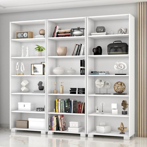 Kit 3 Estantes para Livros 5 Prateleiras 188cmx60,5cm Office