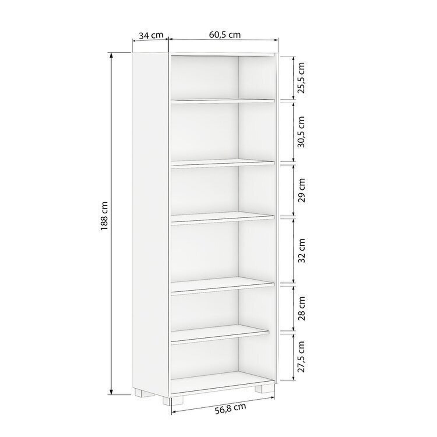 Kit 3 Estantes para Livros 5 Prateleiras 188cmx181,5cm Office - 4