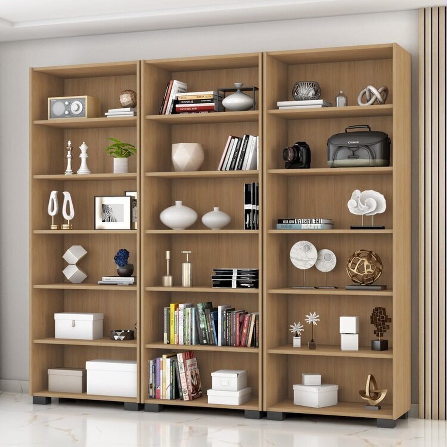 Kit 3 Estantes para Livros 5 Prateleiras 188cmx181,5cm Office - 1
