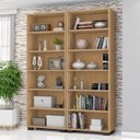 Ver imagem 1 de Kit 2 Estantes para Livros 5 Prateleiras 188CMX121M Office Marrom/Freijó