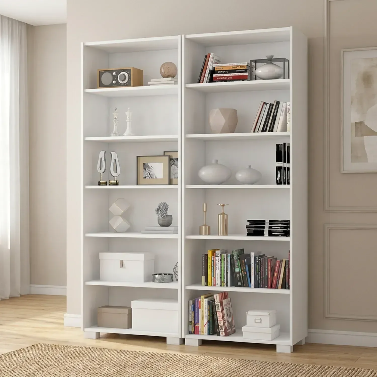 Kit 2 Estantes para Livros 5 Prateleiras 188CMX121M Office Branco/Tx