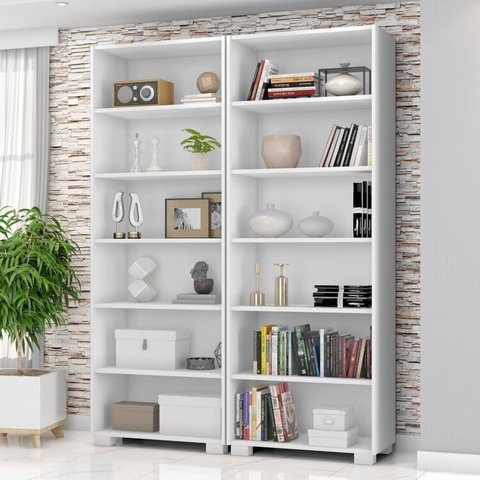 Kit 2 Estantes para Livros 5 Prateleiras 188cmx121m Office
