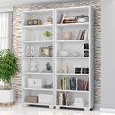 Ver imagem 1 de Kit 2 Estantes para Livros 5 Prateleiras 188CMX121M Office Branco/Tx