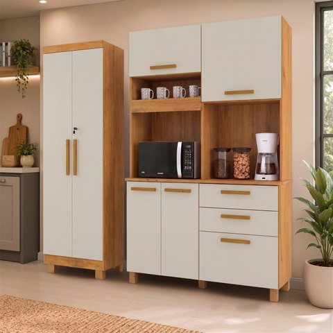 Kit Armário Multiuso Toronto + Armário de Cozinha Viena 100% MDF Yescasa