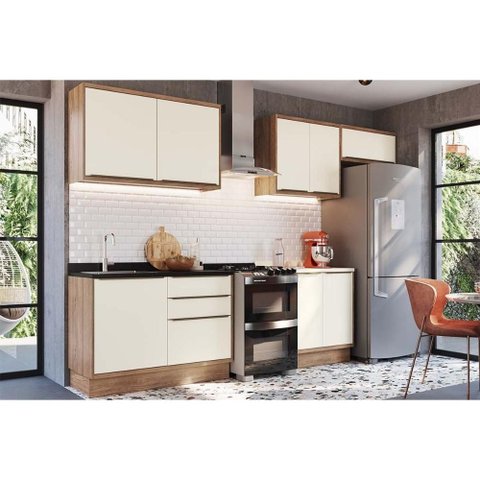 Cozinha Completa Versalis 6 Peças (3aéreos+2balcões+1complemento) C6p161 Freijo/cinza Argila -