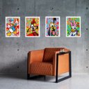 Ver imagem 2 de Kit 4 Quadros Grafitte Personagens Infantis 45x34cm - com Vidro:madeira Branca