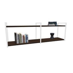 Nicho Industrial 2 Prateleiras Copacabana Ferro Branco Tampo Amêndoa 120cm - 2
