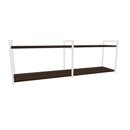 Nicho Industrial 2 Prateleiras Copacabana Ferro Branco Tampo Amêndoa 120cm - 1